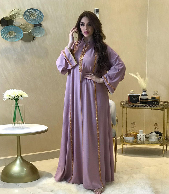 Women's Diamond Ribbon Loose Swing Dress Musilm Robe