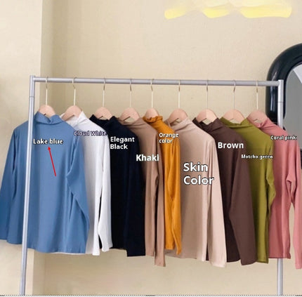 Half Turtleneck Solid Color Inner Wear Slim Fit Long-sleeved T-shirt Women