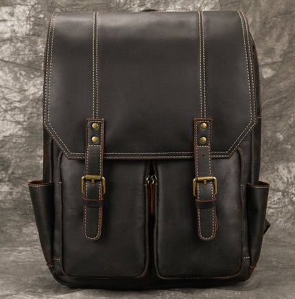 Men's Original Top Layer Cowhide Travel Leather Backpack