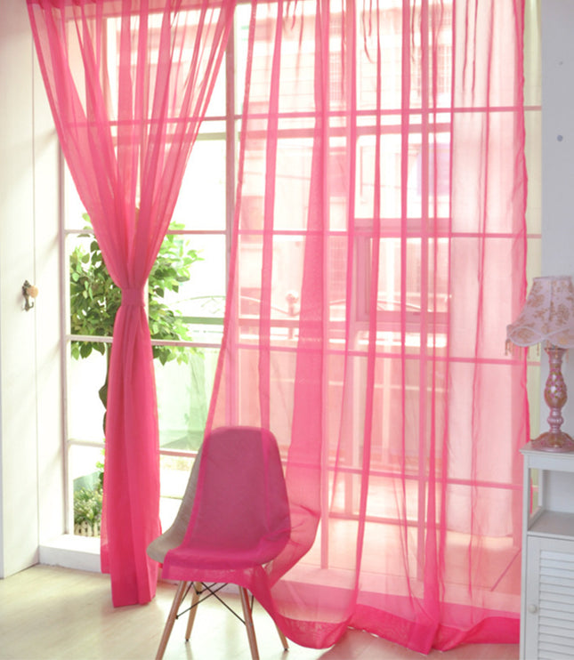 Solid Color Glass Mesh Curtains Transparent Color Ready-made Curtain Punch-free