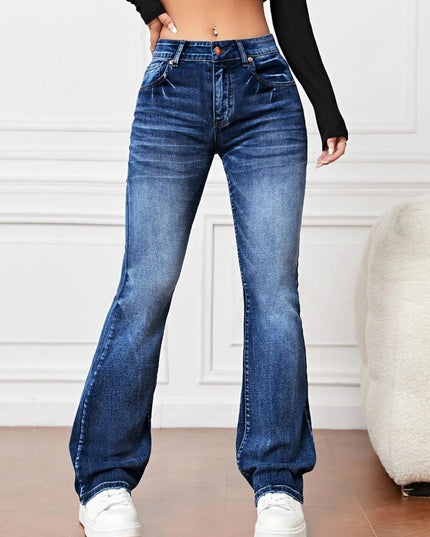 Denim High Waist Loose And Slimming Bootcut Trousers