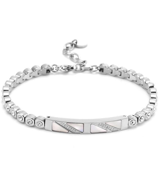Unisex Geometric Titanium Steel Bracelet – Polished Finish in Steel, Gold, or Rose Gold