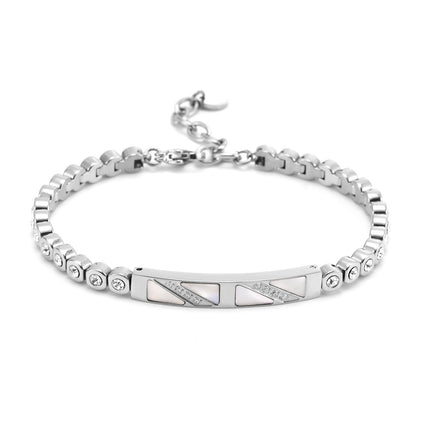 Unisex Geometric Titanium Steel Bracelet – Polished Finish in Steel, Gold, or Rose Gold