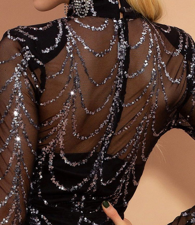 Sequins Women Maxi Dresses Long Sleeve Female Party Dresses