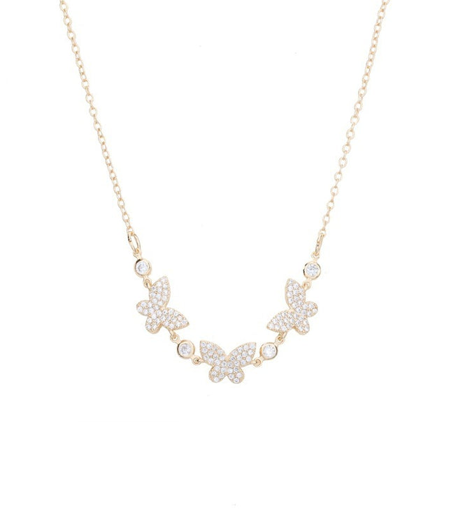 Mixed Gem Pendant Necklace – Adjustable Cross Chain in Platinum or Rose Gold
