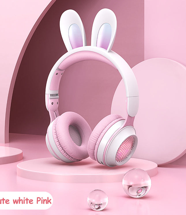 Rabbit Ear Headphones Wireless Luminous Extendable Wheat Headphones