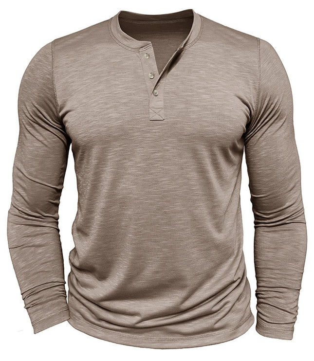 Men's Long-sleeved Henry Collar T-shirt