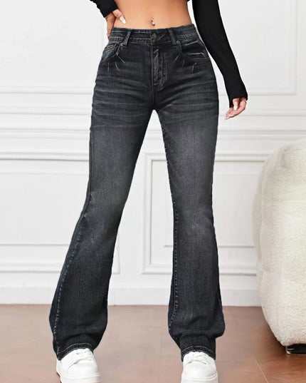 Denim High Waist Loose And Slimming Bootcut Trousers