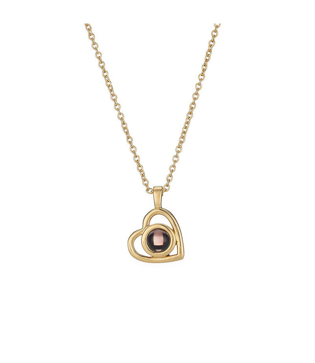 Ruili Style Women’s Heart-Shaped Necklace with Titanium Steel Pendant and Bamboo Link Chain
