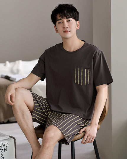 Pajamas Men's Summer Cotton Short Sleeve Shorts Suit