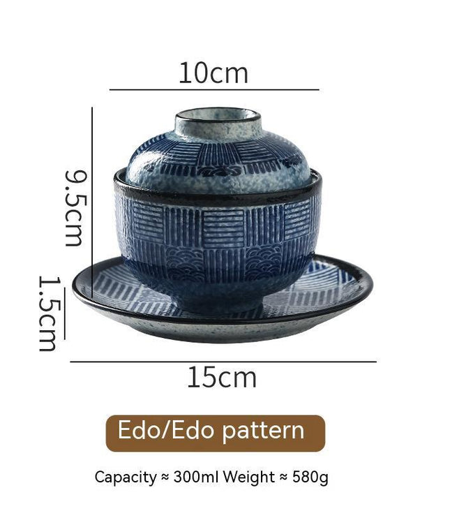 Japanese Style Tableware Ceramic Soup Bowl With Lid Tureen