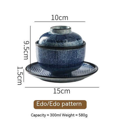 Japanese Style Tableware Ceramic Soup Bowl With Lid Tureen