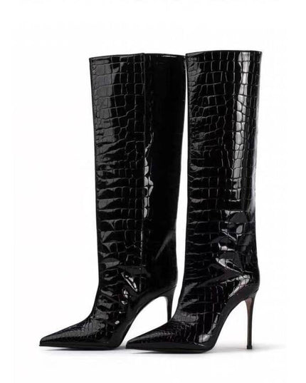 High Heel Shoes Suede Large Tube Circumference High Leg Boot