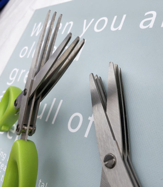 Multifunctional Multi-layer Green Onion Scissors Stainless Steel Onion Cutting Knife Herb Seaweed Spice Scissors Kitchen Scissor Kitchen Gadgets