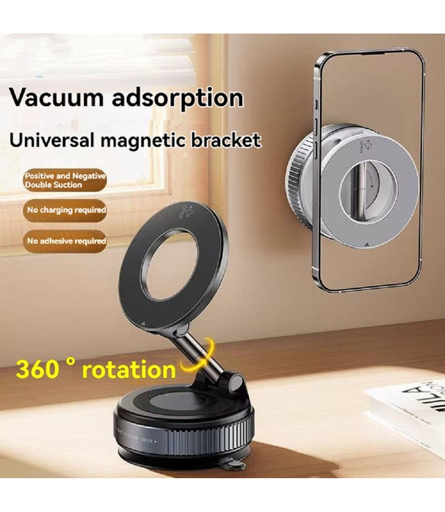 Magnetic Phone Holder With Vacuum Suction Foldable Adjustable Car Mount Magnetic Bracket Suction Nonslip For Busy Commuters
