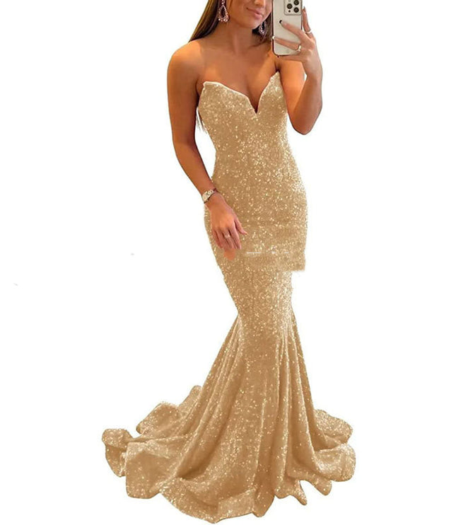 Sequin Evening Dresses For Women Formal Sexy Long Prom Party Gowns
