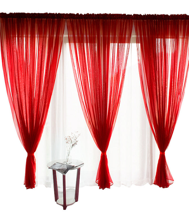 Solid Color Glass Mesh Curtains Transparent Color Ready-made Curtain Punch-free