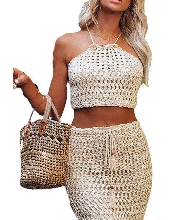 Women's Solid Color Knitted Beach Bikini Suit