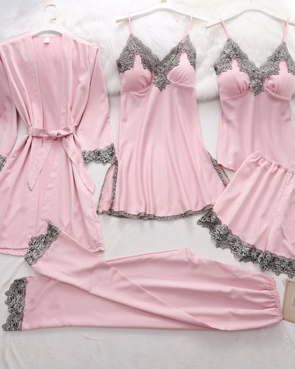 5pcs Pajama Set Women Kimono Robes Sets With Camisole And Pants