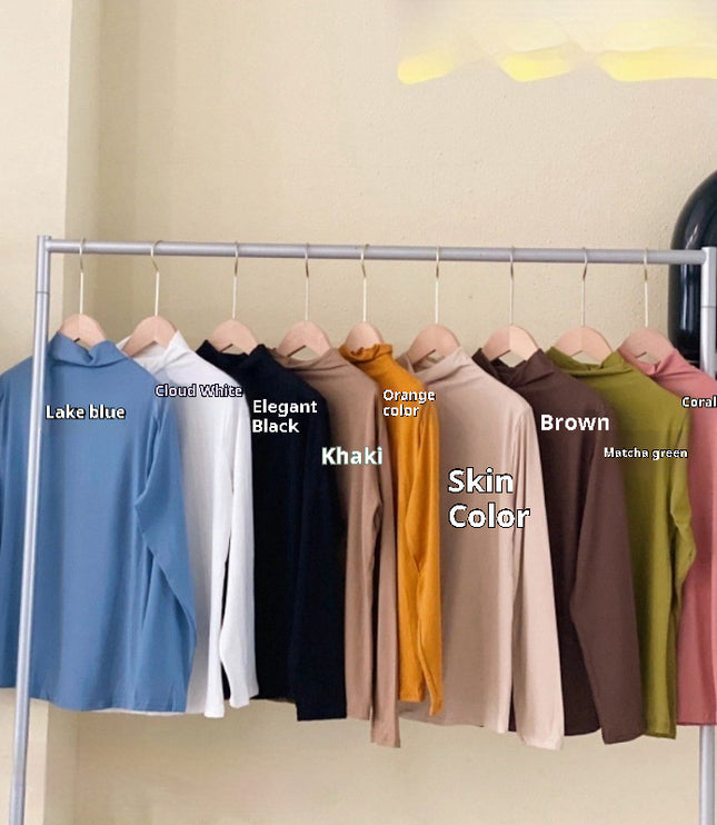 Half Turtleneck Solid Color Inner Wear Slim Fit Long-sleeved T-shirt Women