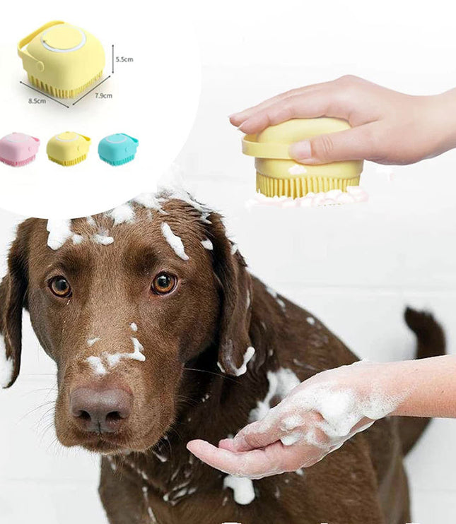 Silicone Dog Bath Massage Gloves Brush Pet Cat Bathroom Cleaning Tool Comb Brush For Dog Can Pour Shampoo Dog Grooming Supplies