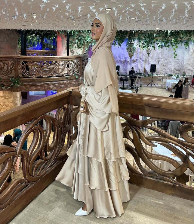 Muslim Fashion Solid Color Robe Abaya Outer Wear Cardigan
