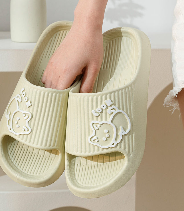 Cute Cat Slippers Summer Women Home Shoes Bath Thick Platform Non-Slip Slides Indoor Outdoor