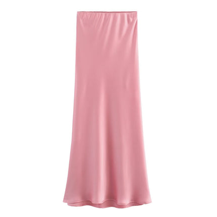Women's Fashionable Silk Satin High Waist Skirt
