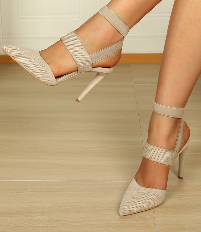 Closed Toe Back Empty Elastic Band Stretch High Heels Pointed Sandals