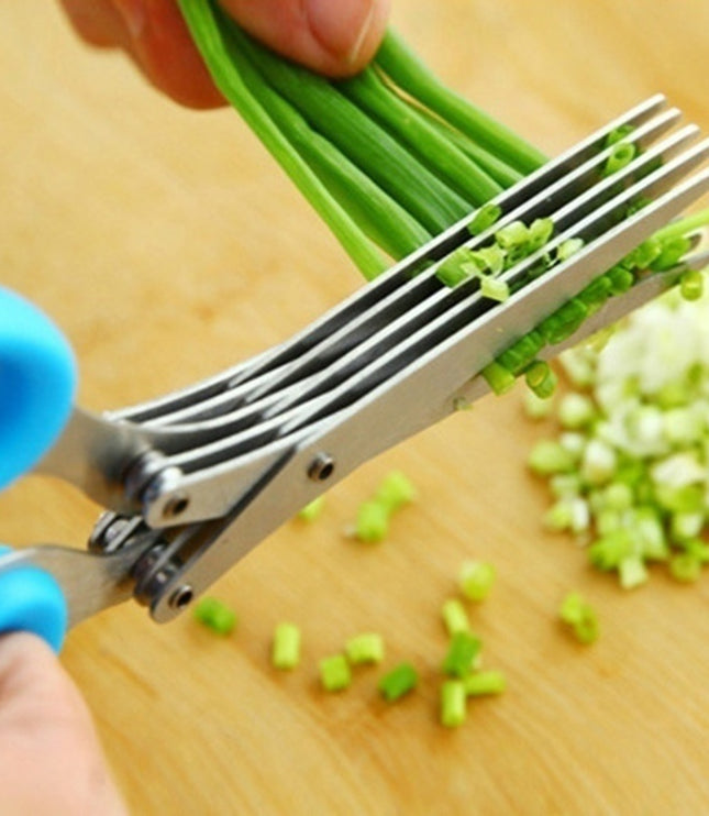 Multifunctional Multi-layer Green Onion Scissors Stainless Steel Onion Cutting Knife Herb Seaweed Spice Scissors Kitchen Scissor Kitchen Gadgets