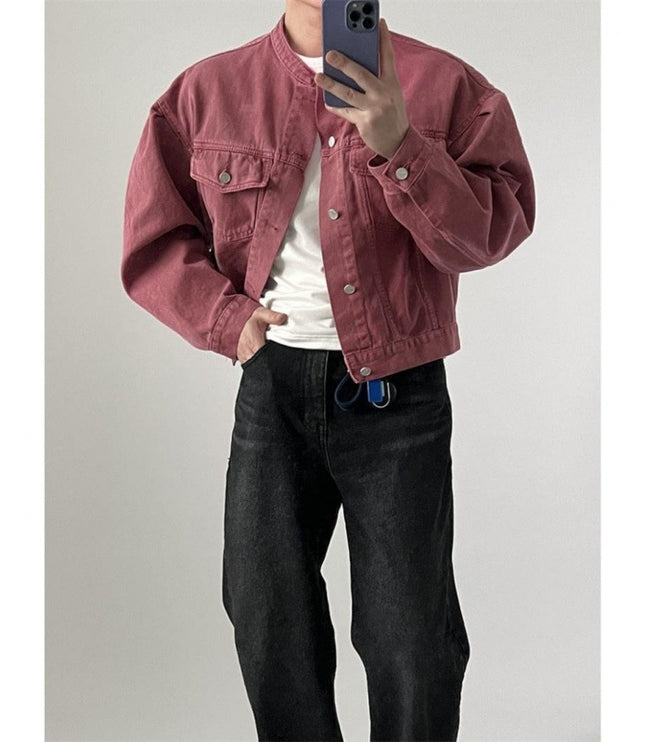 Loose Lapel Short Denim Coat