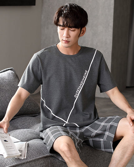 Pajamas Men's Summer Cotton Short Sleeve Shorts Suit