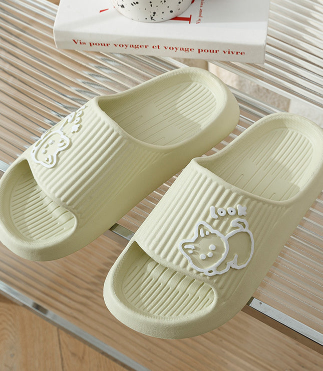 Cute Cat Slippers Summer Women Home Shoes Bath Thick Platform Non-Slip Slides Indoor Outdoor