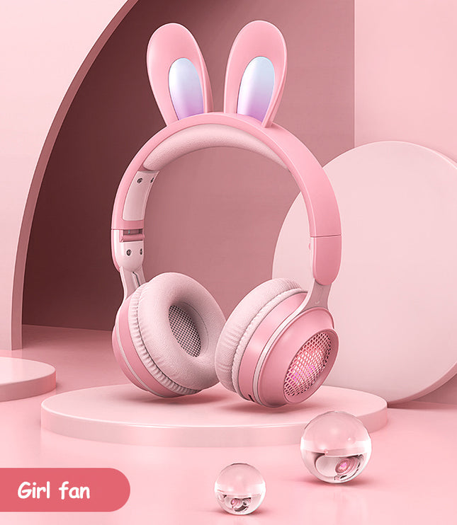 Rabbit Ear Headphones Wireless Luminous Extendable Wheat Headphones