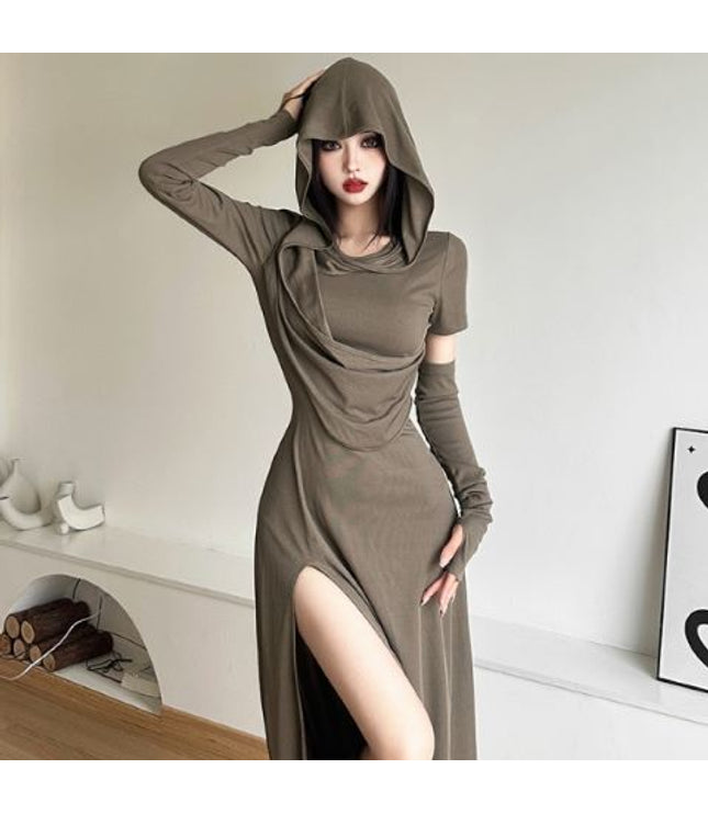 Halloween High Waist Sheath Dress Dark Witch Party Costume