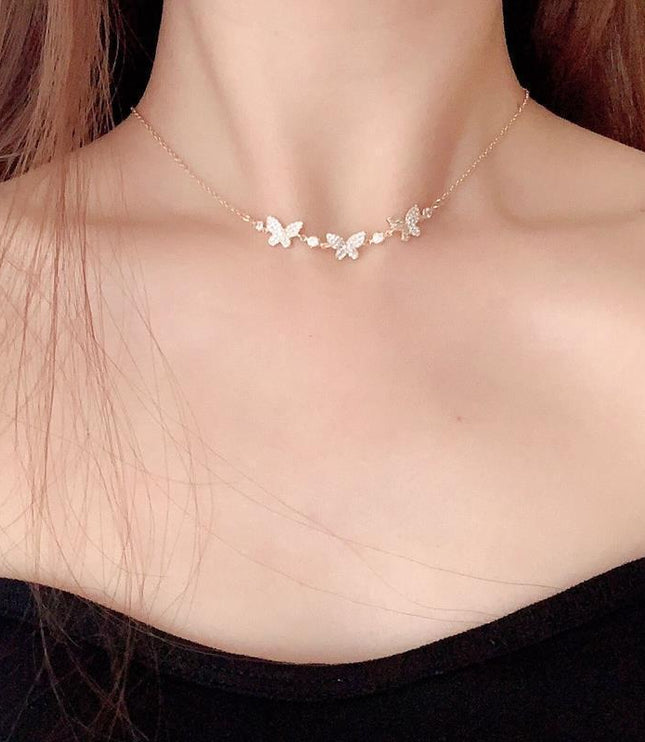 Mixed Gem Pendant Necklace – Adjustable Cross Chain in Platinum or Rose Gold