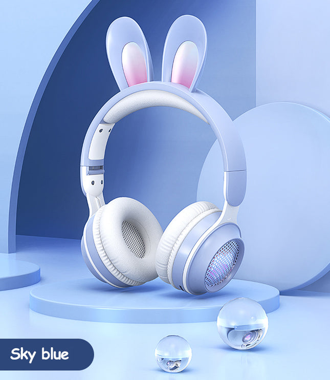 Rabbit Ear Headphones Wireless Luminous Extendable Wheat Headphones