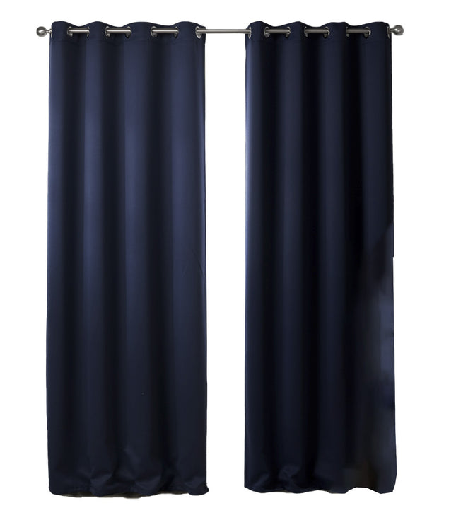 Dark Blue Bedroom Blackout Fabric Printed Curtains