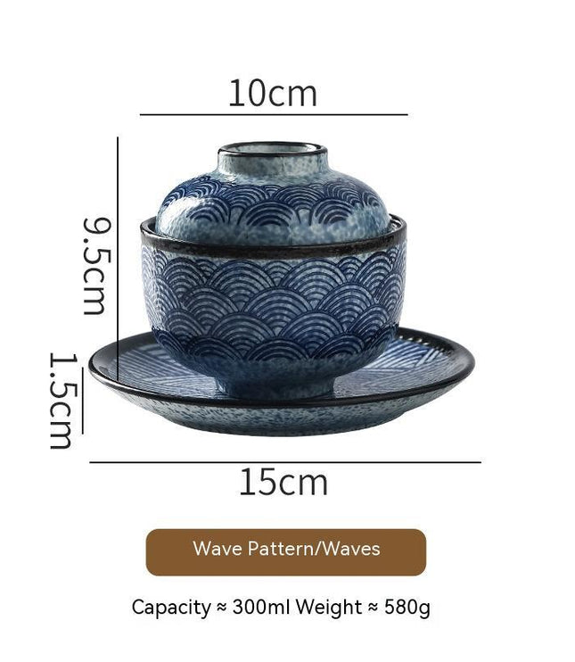 Japanese Style Tableware Ceramic Soup Bowl With Lid Tureen