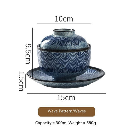 Japanese Style Tableware Ceramic Soup Bowl With Lid Tureen