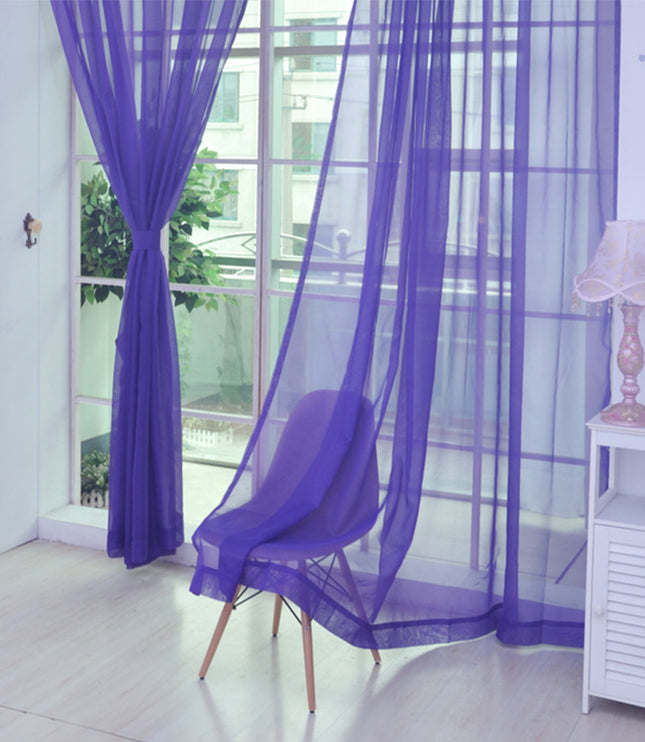 Solid Color Glass Mesh Curtains Transparent Color Ready-made Curtain Punch-free