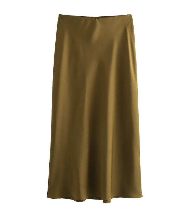 Women's Fashionable Silk Satin High Waist Skirt