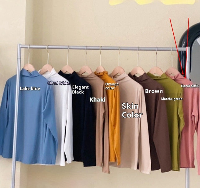 Half Turtleneck Solid Color Inner Wear Slim Fit Long-sleeved T-shirt Women