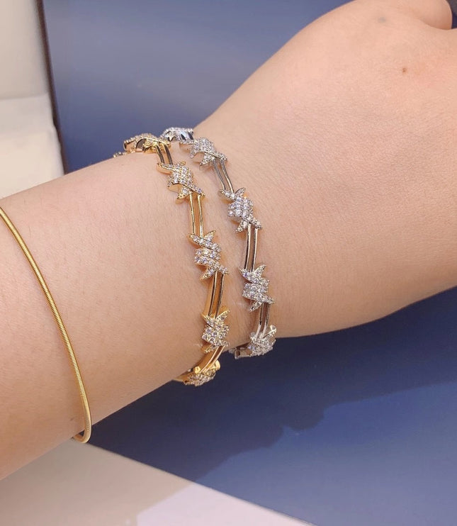 Geometric Zircon Open-ended Bracelet Formal Dress Accessories