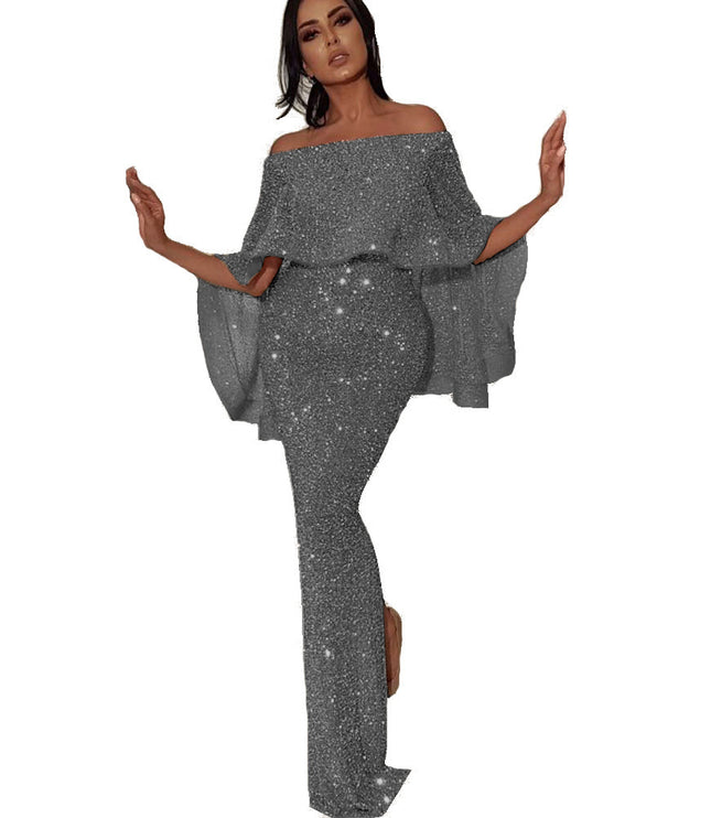 One-shoulder Dress With Big Ruffled Back And Wrapped Chest
