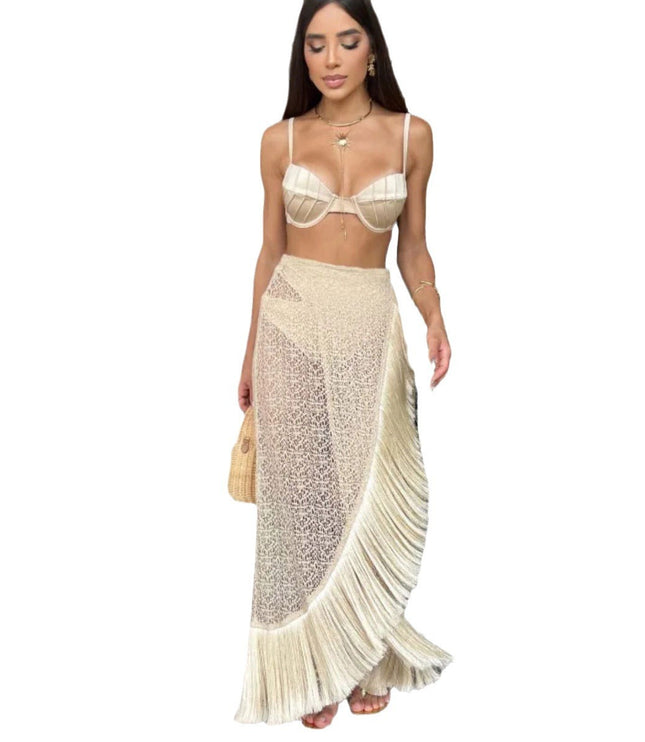 Ladies Tassel Split Swimsuit Three-piece Suit