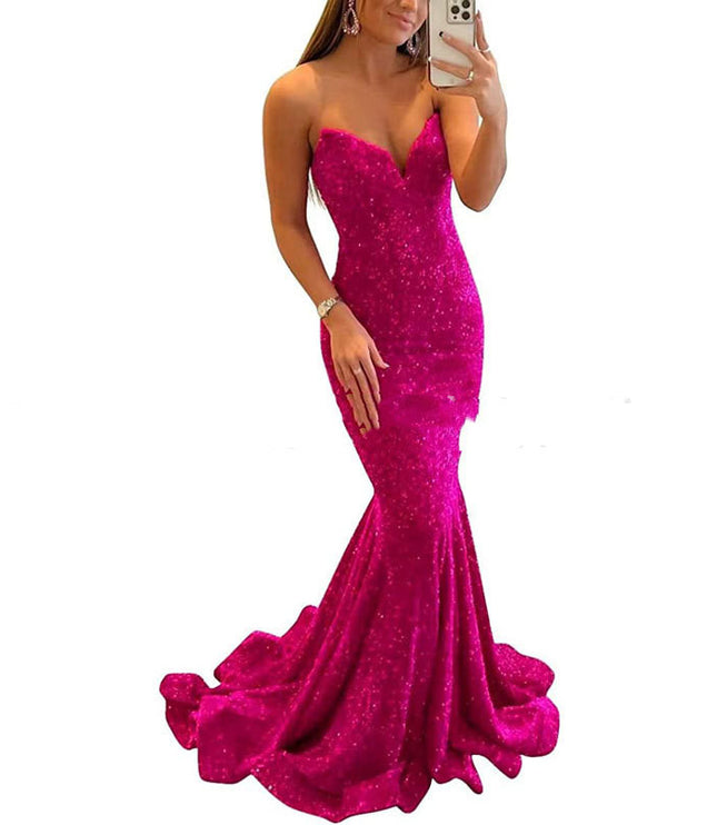Sequin Evening Dresses For Women Formal Sexy Long Prom Party Gowns