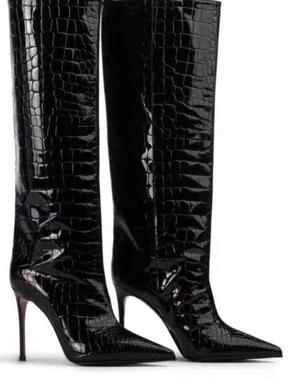 High Heel Shoes Suede Large Tube Circumference High Leg Boot