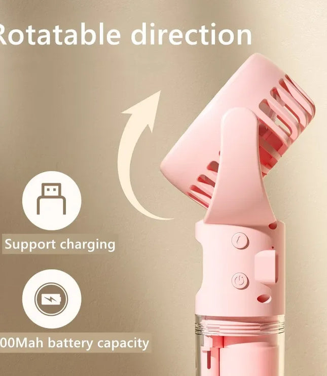 Portable Handheld Spray Fan 4-Speed Water Spray Mist Fan Summer Cooling Artifact USB Charging Summer Supplies Outdoor Mini Fan
