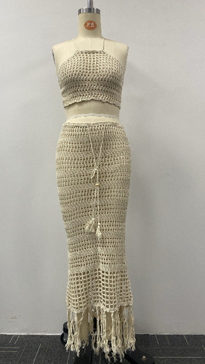Women's Solid Color Knitted Beach Bikini Suit